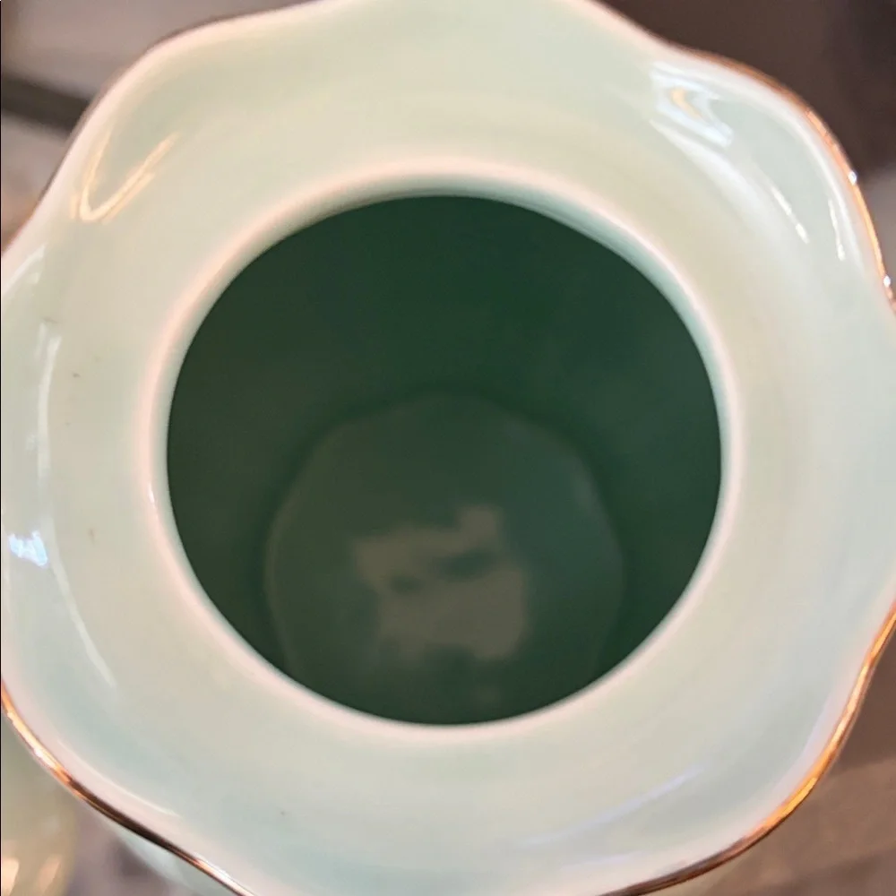 Graces Tea ware Pearlescent Mint Green gold gilding Porcelain 40oz 4-6 cups.